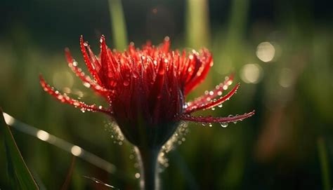 Premium Ai Image Vibrant Yellow Daisy In Dewy Meadow Surrounded By