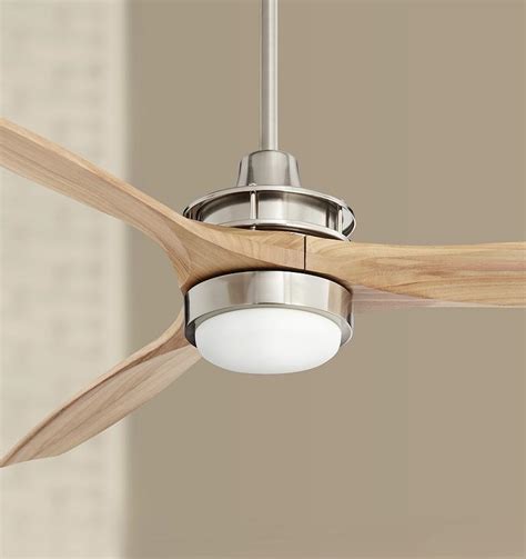 Ceiling Fans Windspun Brushed Nickel And Natural Wood Led Ceiling