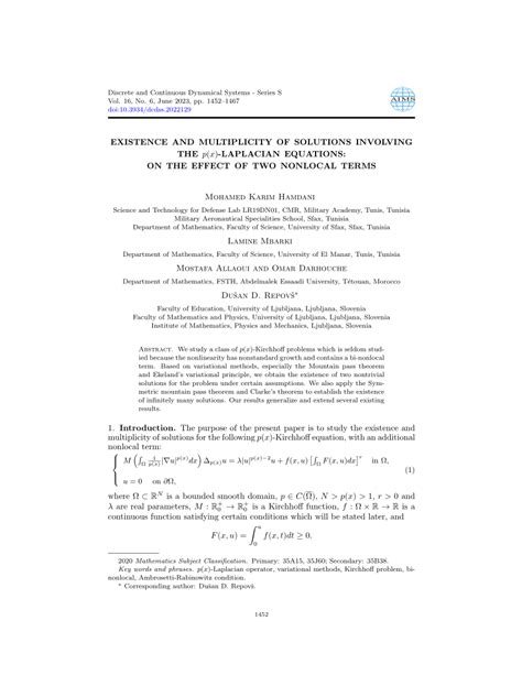 Pdf Existence And Multiplicity Of Solutions Involving The Px