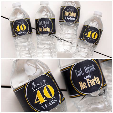 40th Birthday Party Water Bottle Labels Self Stick Etsy