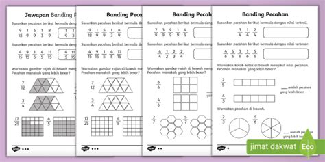 Lembaran Kerja Membandingkan Pecahan Tahun 2 Twinkl