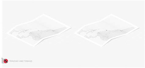 Conjunto De Dos Mapas Realistas De Trinidad Y Tobago Con Sombra La Bandera Y El Mapa De Trinidad