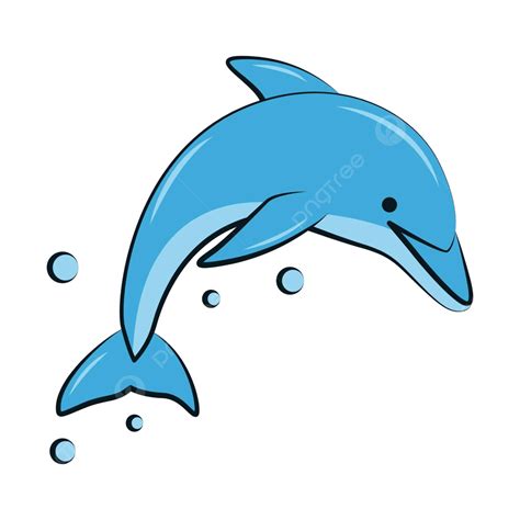 Blue Dolphin Depicted In A 2d Vector Artwork With Solid Colors Vector