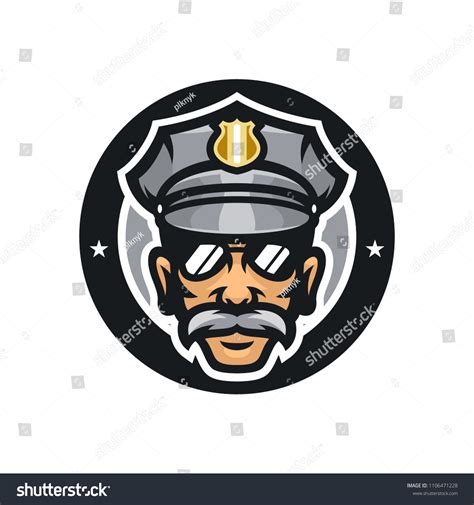 Police Cops Vector Mascot Icon Illustration เวกเตอร์สต็อก ปลอดค่า