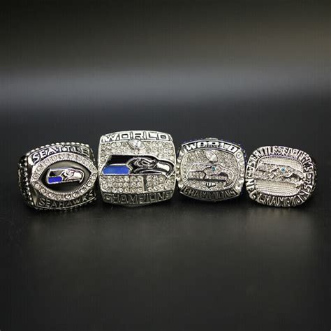 4 Seattle Seahawks Super Bowl Championship Rings Collection MVP Ring