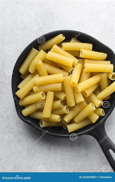 Flat Lay Of Uncooked Tortiglioni Pasta Shells Stock Photo Image Of