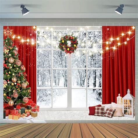 Cylyh 3 X 24m Christmas Window Background For Photography Winter Snow