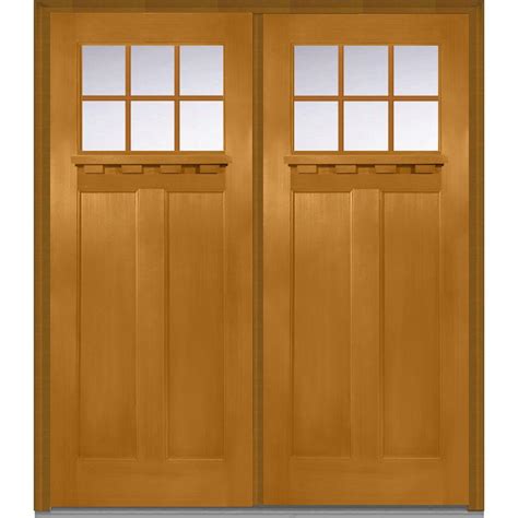 Mmi Door 72 In X 80 In Clear Glass Right Hand Craftsman 1 4 Lite Classic Stained Fiberglass