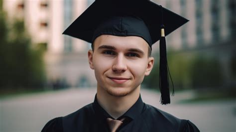 Premium Ai Image A Man In A Graduation Cap And Gown Smiles At The Camera