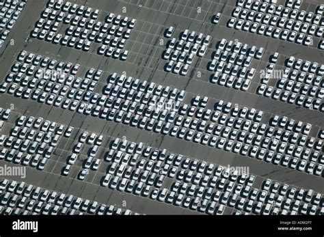 Aerial View Above Imported Cars Port Of Richmond Ca San Francisco Bay