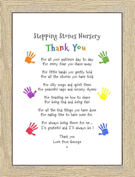 Personalised Leaving Pre School Thank You Gift For Teacher Nursery A4