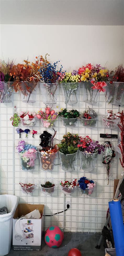 Dollar Tree Flower Storage Ziptie Mesh Baskets From Dollar Tree To A Wire Grid For Space Saving