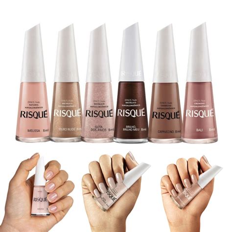 Kit 6 Esmaltes Risque Hipoalergênicos Tons Nude Shopee Brasil