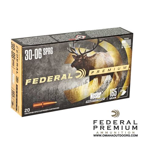 Federal Premium 30 06 Springfield 165 Grain Nosler Partition 20 Rounds