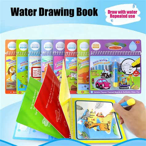 Magic Water Drawing Book Coloring Doodle Magic Pen Drawing Toys