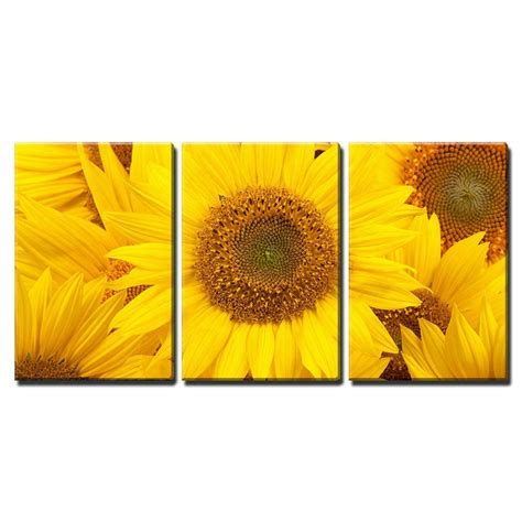 Wall26 3 Piece Canvas Wall Art Sunflowers Closeup Modern Home Decor