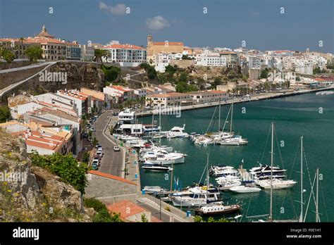 View Over Port And Old Town Mahon Menorca Balearic Islands Spain