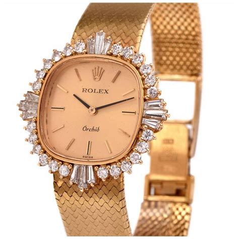 Rolex Ladys Yellow Gold Diamond Orchid Wristwatch At 1stdibs Rolex