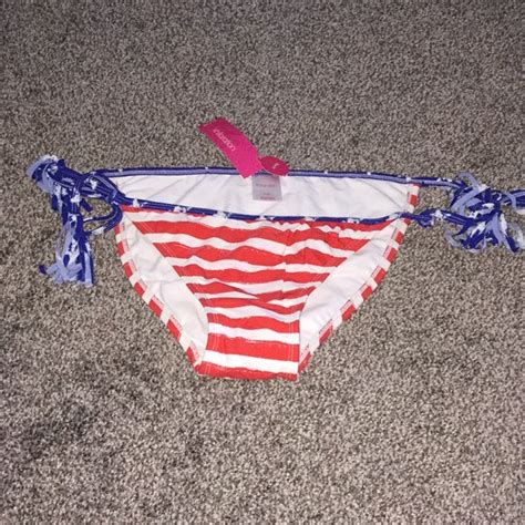 Xhilaration Swim Red White Blue Usa Adjustable Tie String Bikini