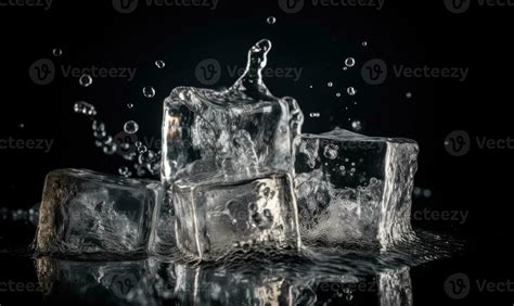 Refreshing Ice Cubes Splashing Into A Glass Of Water Creating Using Generative Ai Tools