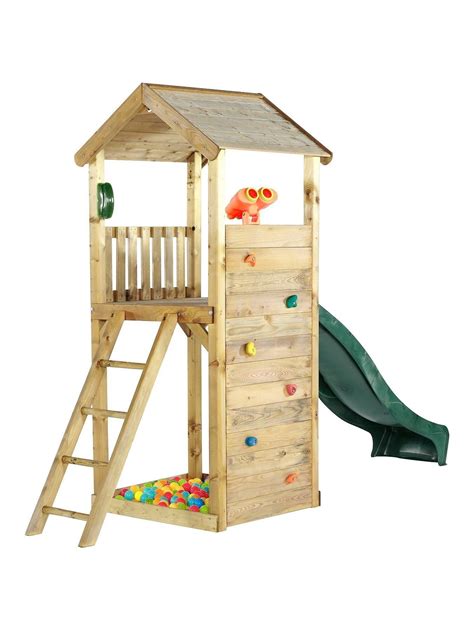 Plum Wooden Lookout Tower Play Centre With Slide Climbing Wall And Sand Pit O 1000