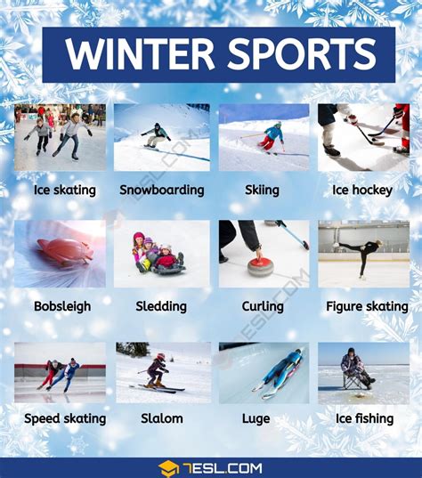 Winter Sports List In English Esl