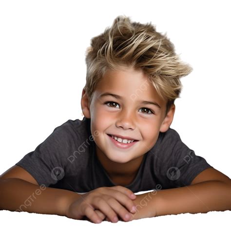 Portrait Of A Smiling Boy Lying At The Christmas Tree At Home