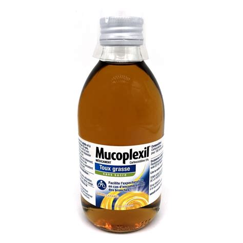 Mucoplexil Adultes Carbocistéine 5 Sirop Sans Sucre Flacon 250 Ml