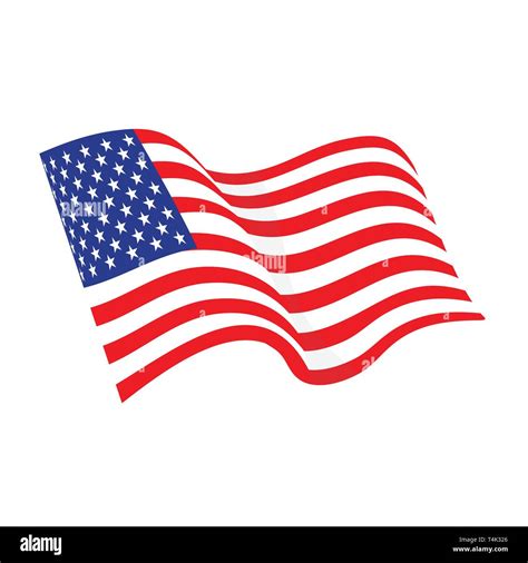 American Waving Flag Vector Icon National Symbol Red White And Blue