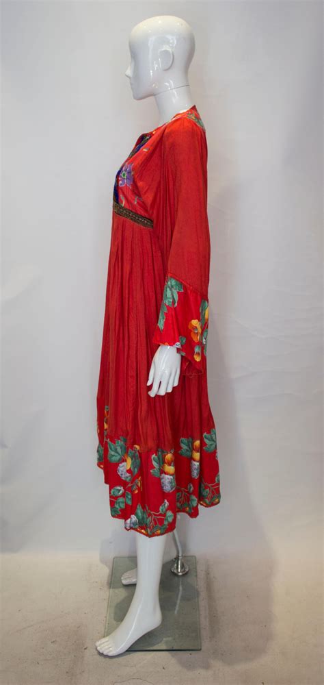 Vintage Red Cotton Boho Dress For Sale At 1stdibs Red Boho Dress