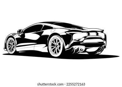 Black White Sports Car Supercar Vector Stock Vector (Royalty Free ...