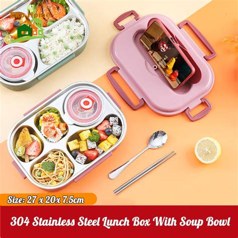 Lunch Box With Soup Bowl Stainless Steel Leak Proof Bento Box Lunch