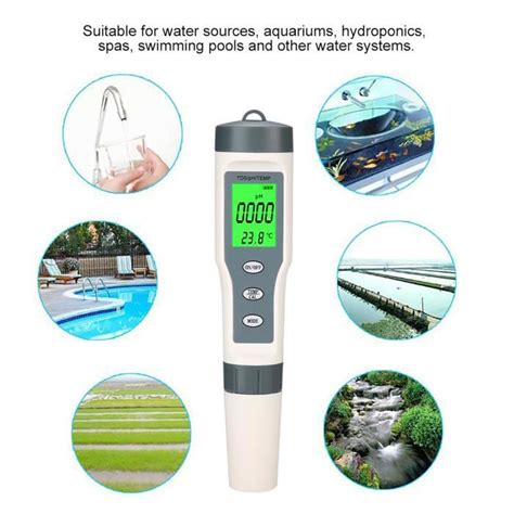 Stylo de test de qualité de l eau 3 en 1 portable numérique TDS PH TEMP