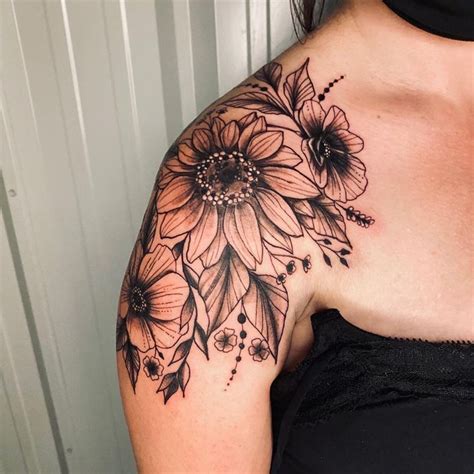 Flower Shoulder Piece Flower Tattoo Shoulder Shoulder Tattoos For