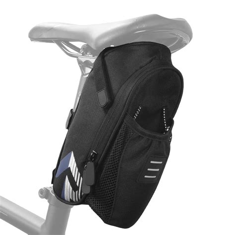 Anself Saddle Bag With Bottle Pocket Waterproof Bike Seat Bag Reflective Cycling Rear Seat Post