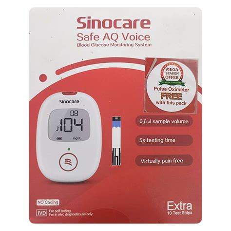 Buy Sinocare Safe Aq Voice Blood Glucose Monitoring System With Free