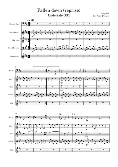 Fallen Down Reprise Toby Fox Fallendownreprise Sheet Music For