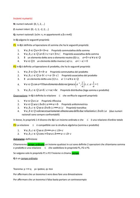 Appunti Di Analisi E Geometria Primo Parziale Politecnico Di Milano