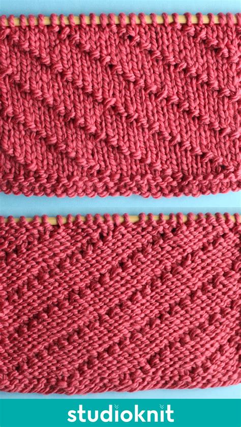 Diagonal Seed Stitch Knitting Pattern For Beginners Studio Knit