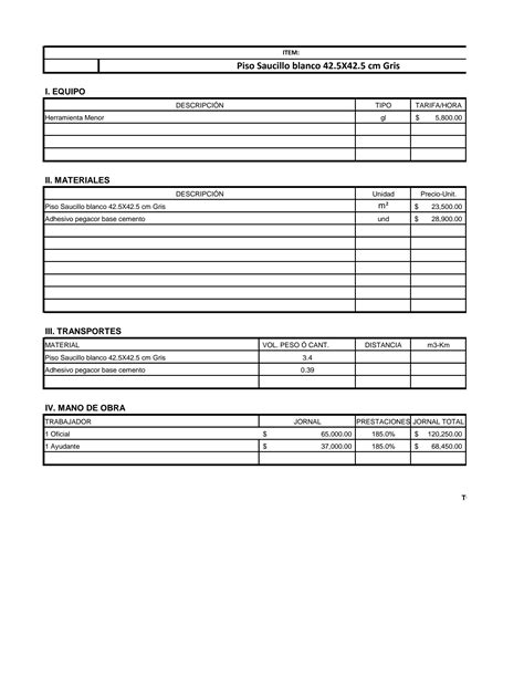 SOLUTION An Lisis De Precios Unitarios Studypool