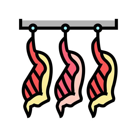 Cut Animal Carcasses Hang In Warehouse Color Icon Vector Illustration