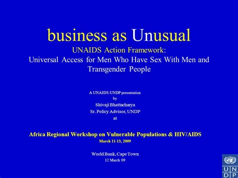 Business As Unusual Unaids Action Framework Universal Access For Men