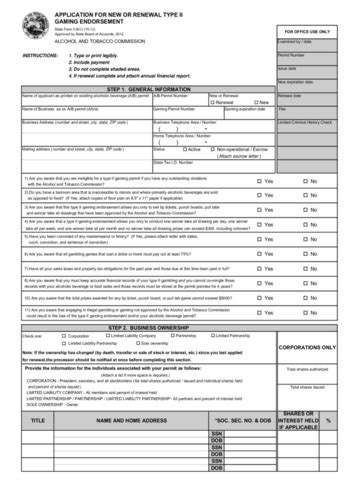 Application For Type Ii Gaming Retailer Edit Fill Sign