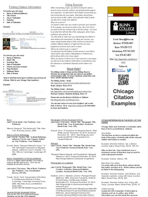 Chicago Citation Examples: Finding Citation Information Citing Sources | PDF | Citation | Writing