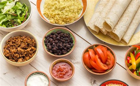 Ingredients To Make Mexican Burritos Stock Image - Image of food ...