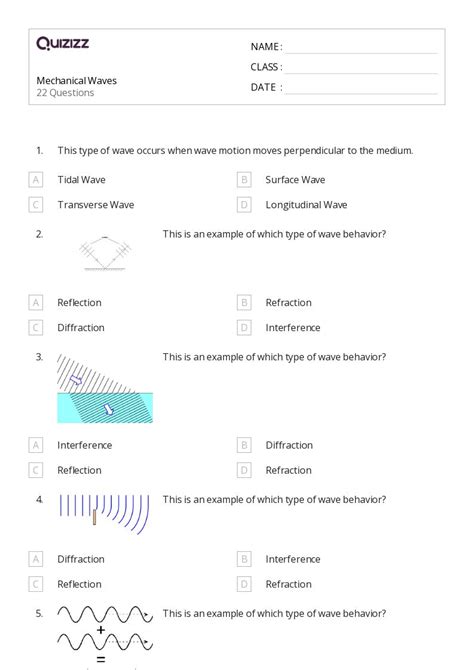 Oscillations And Mechanical Waves Worksheets For Th Class On