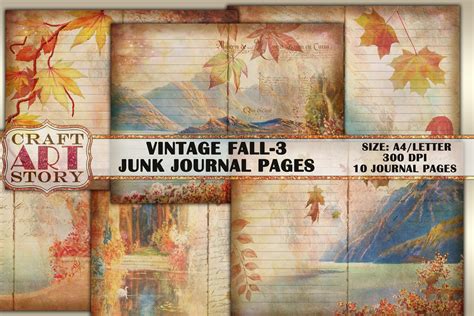 Vintage Fall 3 Junk Journal Kit Graphic By Craftartstory · Creative Fabrica