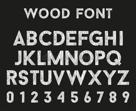 Wooden Alphabet With Letters And Numbers Vector Font In Wood Style