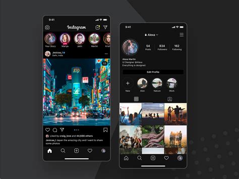 Instagram Dark Mode Ui Design On Behance