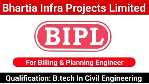 Bhartia Infra Projects Limited Recruitment 2024 Hiring For Billing